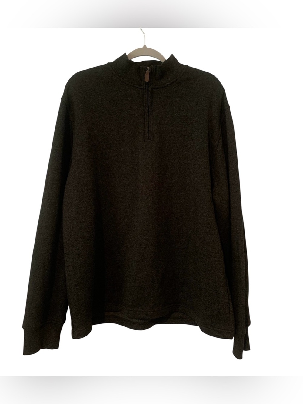 George Men’s Quarter Zip Pullover Sweater Fleece Lined Charcoal Gray Large 42-44